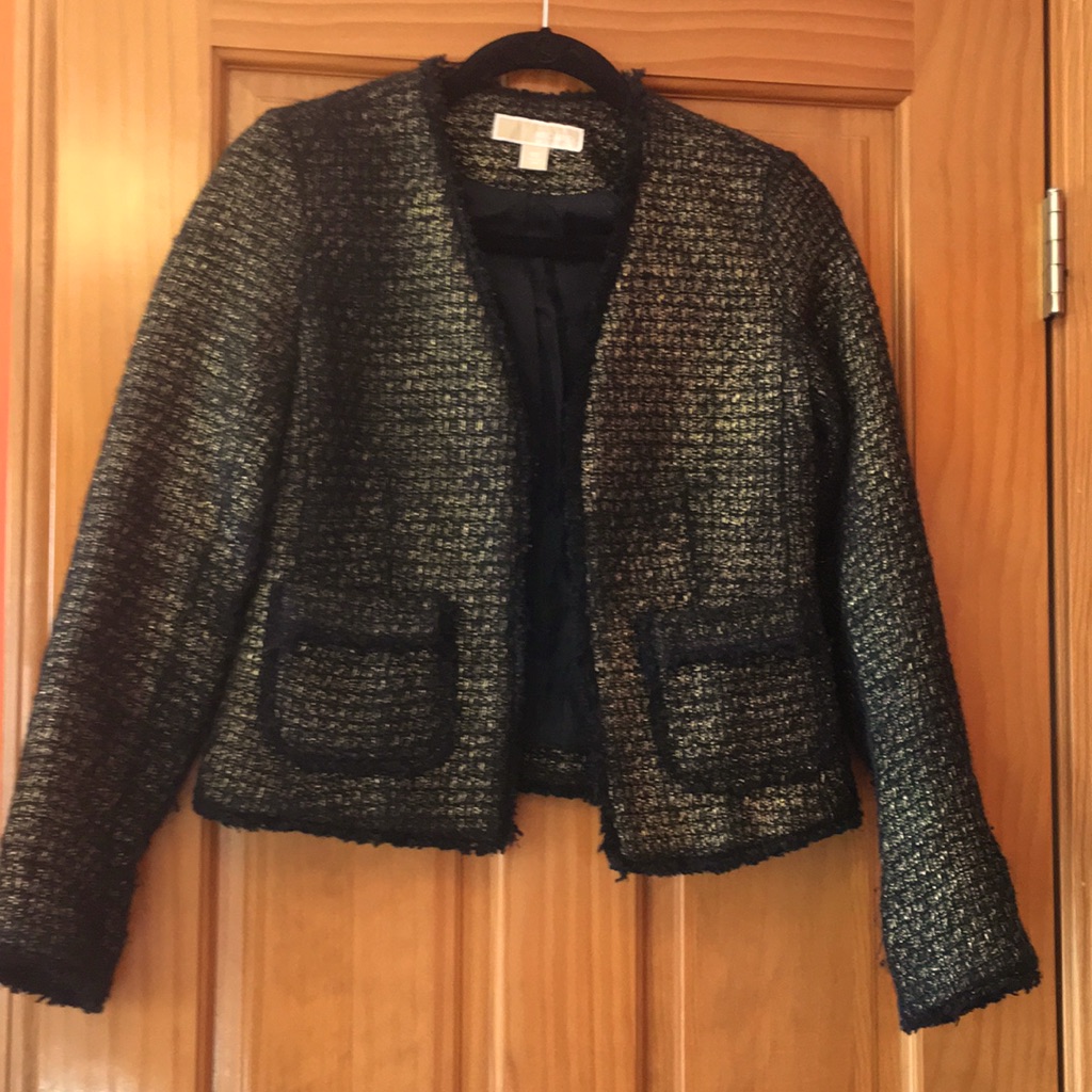 Michael Kors Black Gold Metallic Thread Jacket Size 00